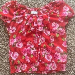 🌟 Abercrombie & Fitch Red Floral Blouse